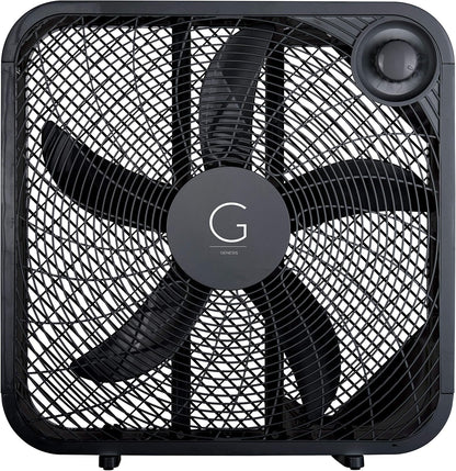 20" Box Fan, 3 Settings, Max Cooling Technology, Carry Handle, Black (G20BOX-BLK) - PuriLite