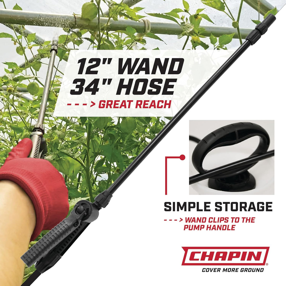 Chapin 1-Gallon Garden Pump Sprayer – Handheld Pressure Sprayer with Anti-Clog Filter and Adjustable Nozzle - PuriLite