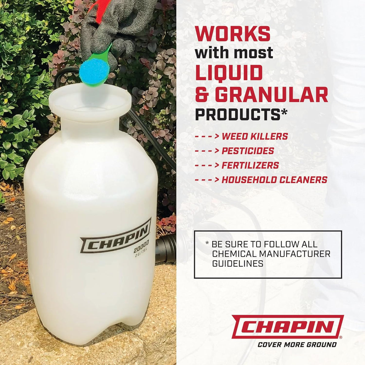 Chapin 1-Gallon Garden Pump Sprayer – Handheld Pressure Sprayer with Anti-Clog Filter and Adjustable Nozzle - PuriLite