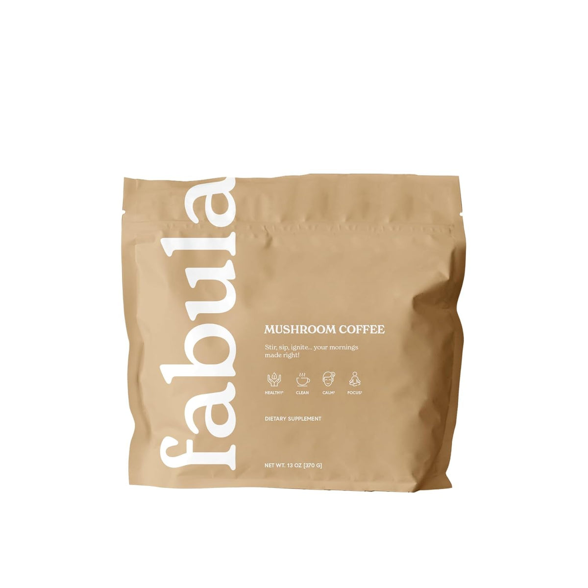 Fabula Instant Mushroom Coffee with Cordyceps, Reishi King Trumpet, Shiitake, Lion’s Mane, Turkey Tail, Organic Arabica Blend - Low Acid, Mold Free - 13 oz - PuriLite