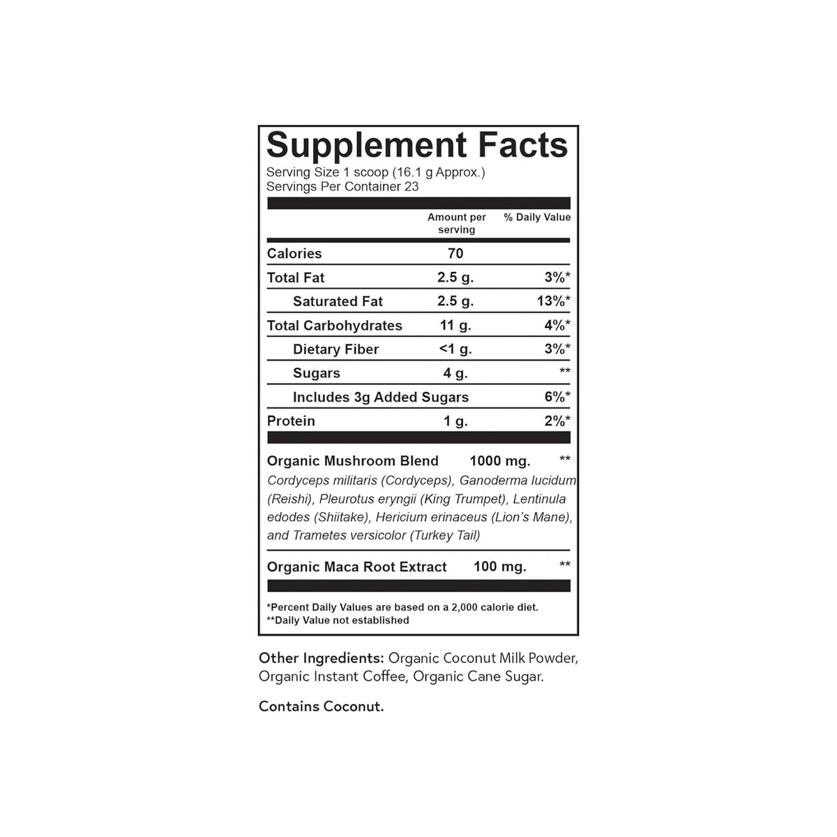 Fabula Instant Mushroom Coffee with Cordyceps, Reishi King Trumpet, Shiitake, Lion’s Mane, Turkey Tail, Organic Arabica Blend - Low Acid, Mold Free - 13 oz - PuriLite