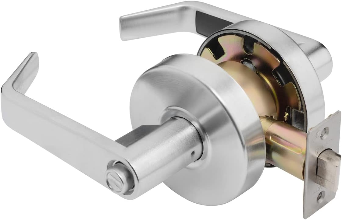 Dynasty Hardware AUG-00-26D Grade 2 Commercial Duty Office Door Keyed Lever Lockset, ADA, Satin Chrome Finish - PuriLite