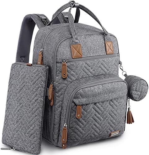 Diaper Bag Backpack, iniuniu Large Baby Bags with Diaper Pouch, Washable Changing Pad, Pacifier Case and Stroller Straps - PuriLite