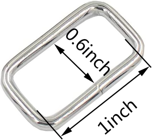 100PCS 1 inch Rectangle Ring Buckles Adjuster Square Buckle for Hardware Bags Hand DIY Accessories (Silver) - PuriLite