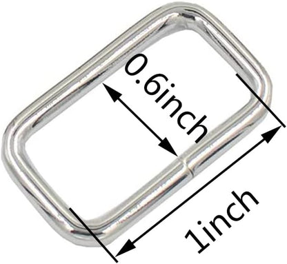 100PCS 1 inch Rectangle Ring Buckles Adjuster Square Buckle for Hardware Bags Hand DIY Accessories (Silver) - PuriLite