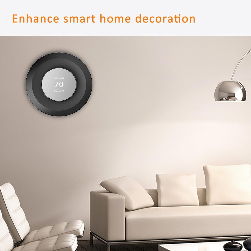 Wall Plate Made for The Nest Thermostat 2020 | Google Nest Thermostat Trim Kit Accessory | Easy Installation | Black - PuriLite