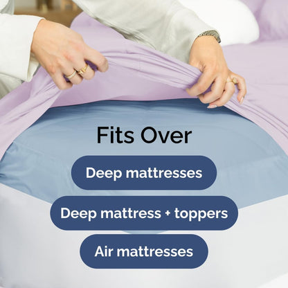 Extra Deep Queen Sheet Set - 6 Piece Breathable & Cooling Sheets - Hotel Luxury Bed Sheets Set - Easy & Secure Fit - Soft, Wrinkle Free & Comfy Sheets Set - White Sheet Set w/Extra Deep Pockets - PuriLite
