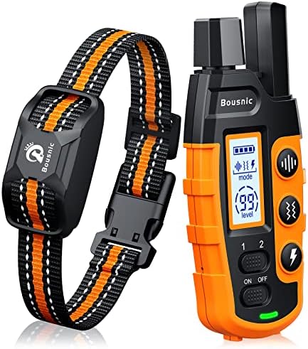 Bousnic Dog Shock Collar - 3300Ft Dog Training Collar with Remote for 5-120lbs Small Medium Large Dogs Rechargeable Waterproof e Collar with Beep (1-8), Vibration(1-16), Safe Shock(1-99) Modes (Blue) - PuriLite