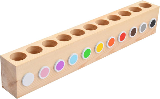 Wooden Pencil Holder Organizer with 11 Holes, Natural Wood Desk Storage for Pens, Brushes, Markers and Makeup Tools - PuriLite