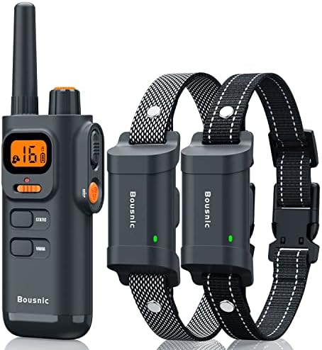 Bousnic Dog Training Collar with Remote - 4000ft Waterproof Dog Shock Collars 2 Dogs for Large Medium Small Dogs Rechargeable E Collars for Dogs Training with Beep Vibration Humane Shock(1-16) Mode - PuriLite