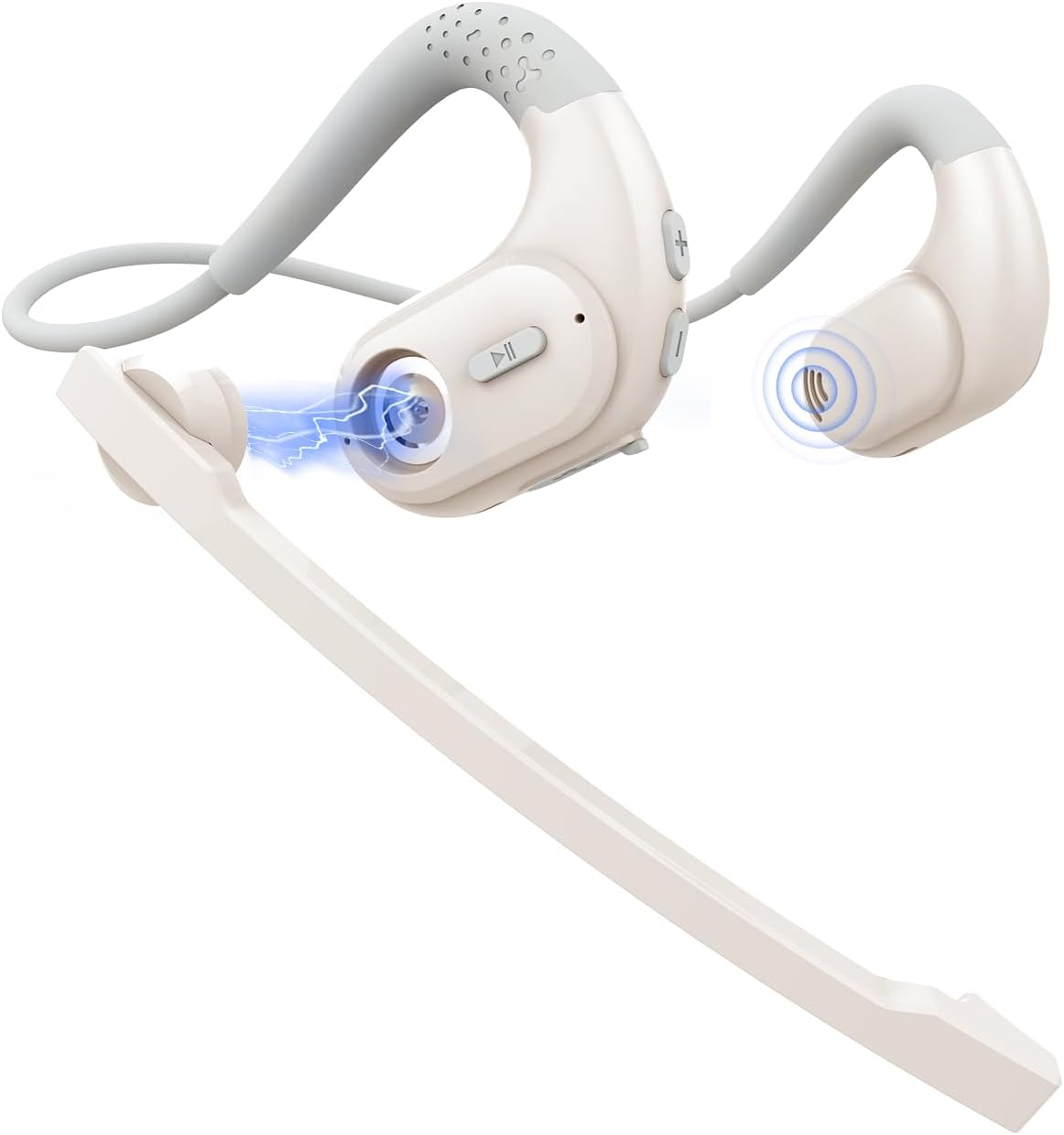 BANIGIPA Bluetooth Headset with Removable Microphone, Noise Cancelling Wireless Headset for Phones Laptop Computer PC, Open Ear Headphones for Office Meeting Running Cycling Driving Working-12 Hrs - PuriLite