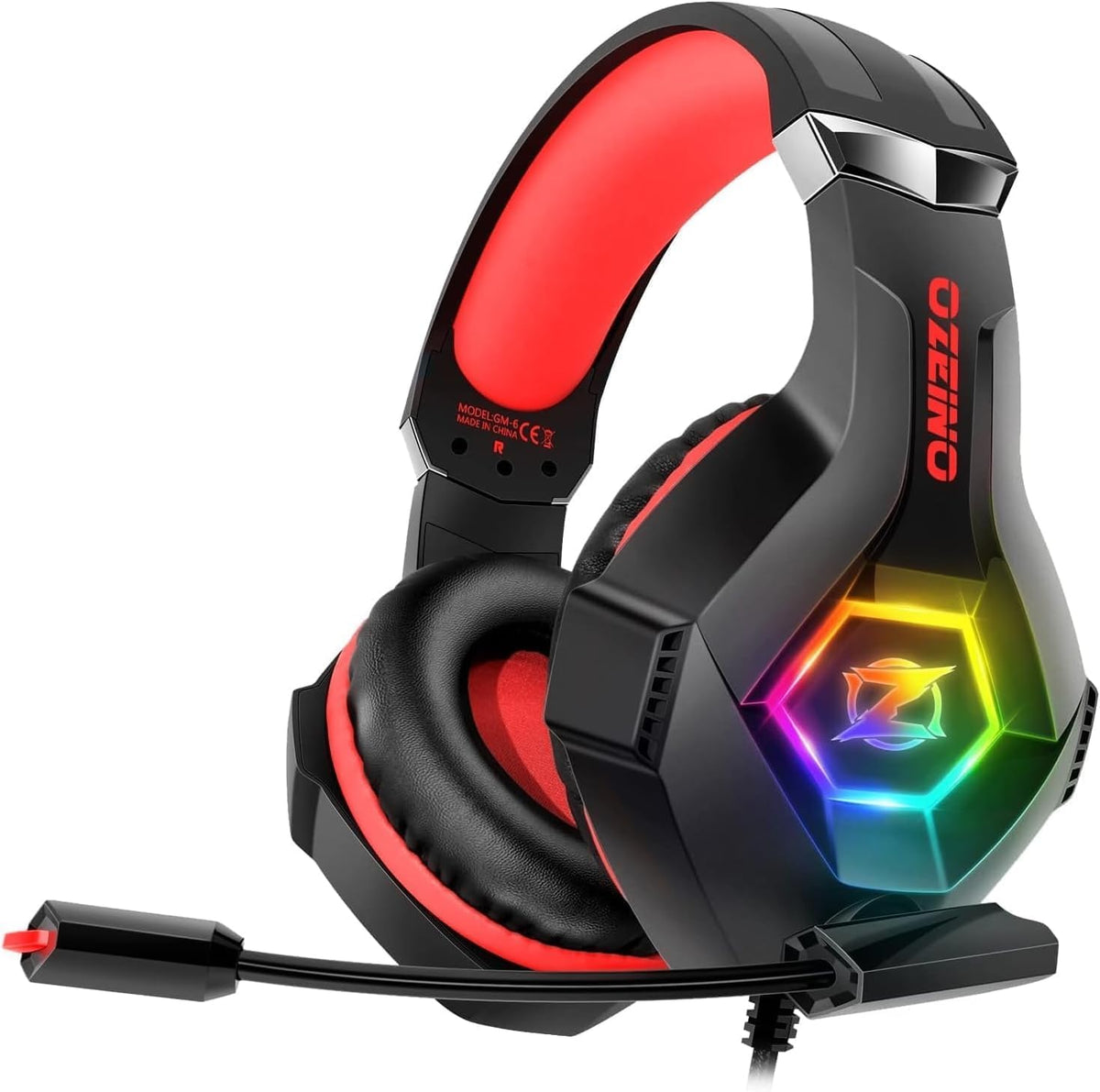 Ozeino Gaming Headset Ps5 Ps4 Headset with 7.1 Surround Sound, Gaming Headphones with Noise Cancelling Flexible Mic RGB Light Memory Earmuffs for PC, Xbox Series X/S, Mac, Phone - PuriLite