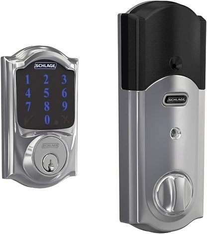 Schlage BE469ZP CAM 622 Connect Smart Deadbolt with Alarm with Camelot Trim in Matte Black, Z-Wave Plus Enabled - PuriLite