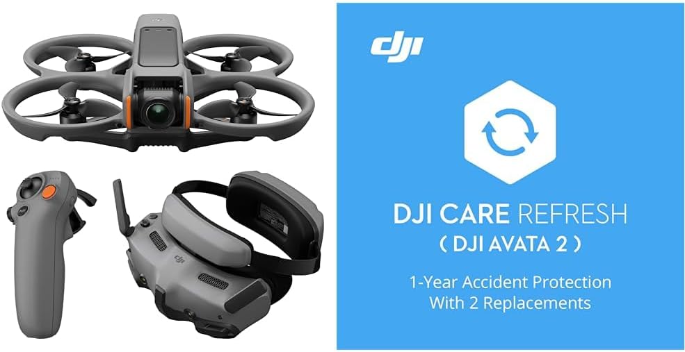 DJI Avata 2 Fly More Combo (3 Batteries), FPV Drones with Camera for Adults 4K, Immersive Experience, One-Push Acrobatics, Built-in Propeller Guard, 155° FOV, Drone Compliant with FAA Remote ID - PuriLite