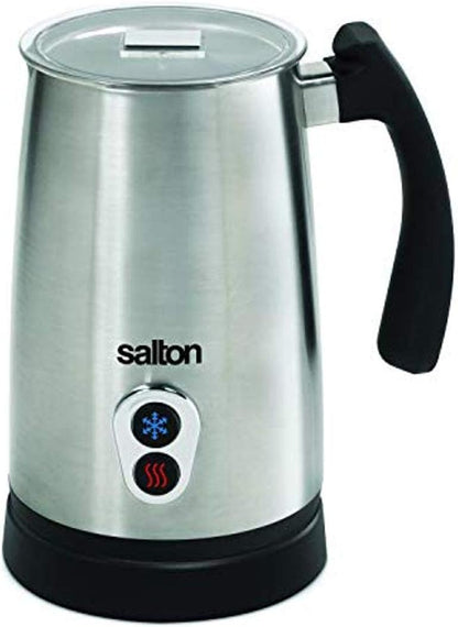 Salton Stainless Steel Milk Frother - Froth, Warm & Foam Milk for Coffees & Lattes - PuriLite