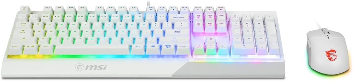 MSI Vigor Backlit RGB Dedicated Hotkeys Anti-Ghosting Mechanical Feel Gaming Keyboard & Gaming Mouse Combo (Vigor GK30 Combo White US) - PuriLite