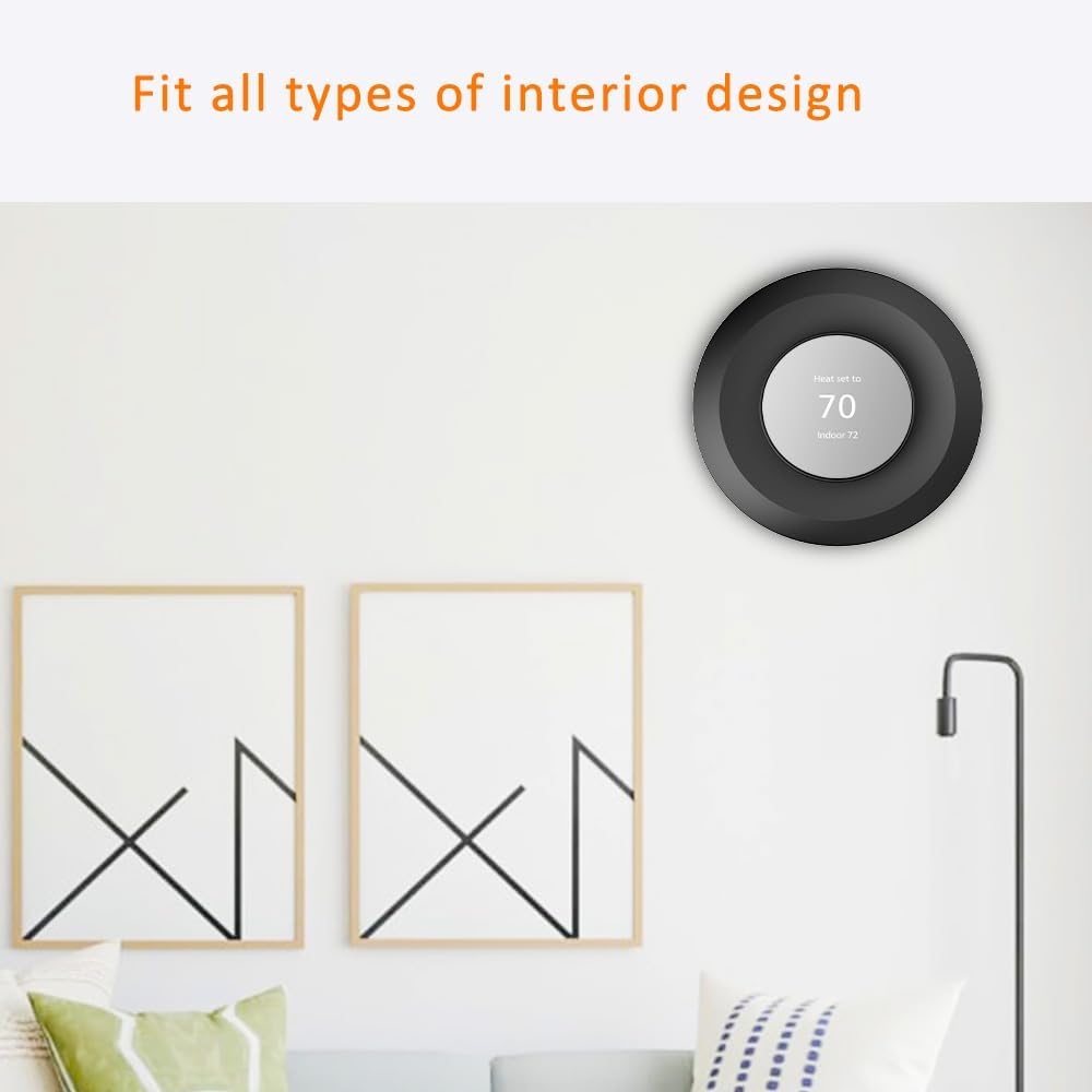 Wall Plate Made for The Nest Thermostat 2020 | Google Nest Thermostat Trim Kit Accessory | Easy Installation | Black - PuriLite