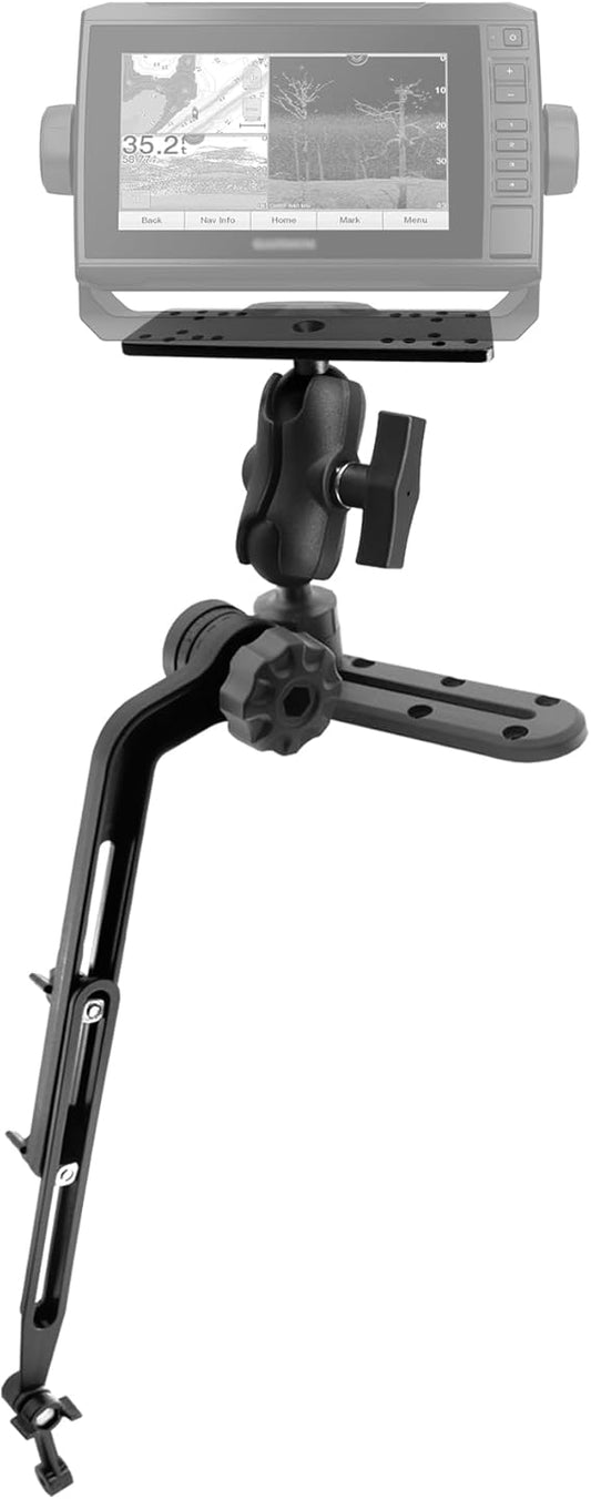 WINDFRD 1.5" Ball Kayak Fish Finder Mount with Transducer Mounting Arm, Marine Electronic Mount Plate with Low Profile Track, Compatible with RAM Mounts, Scotty, Lowrance, Garmin - PuriLite
