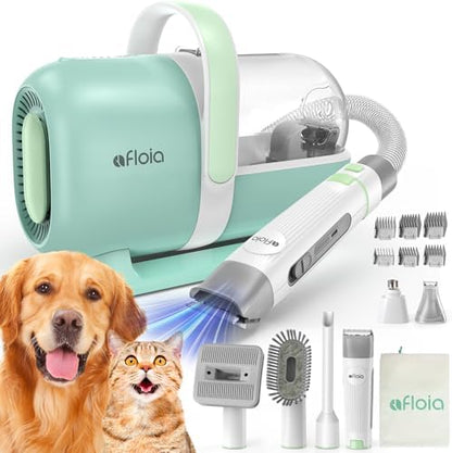Afloia Dog Grooming Kit, Pet Grooming Vacuum & Dog Clippers Nail Trimmer Grinder & Dogs Brush for Shedding with 6 Pets Groom Tools, Low Noise Dogs Hair Remover Pets Supplies (White) - PuriLite