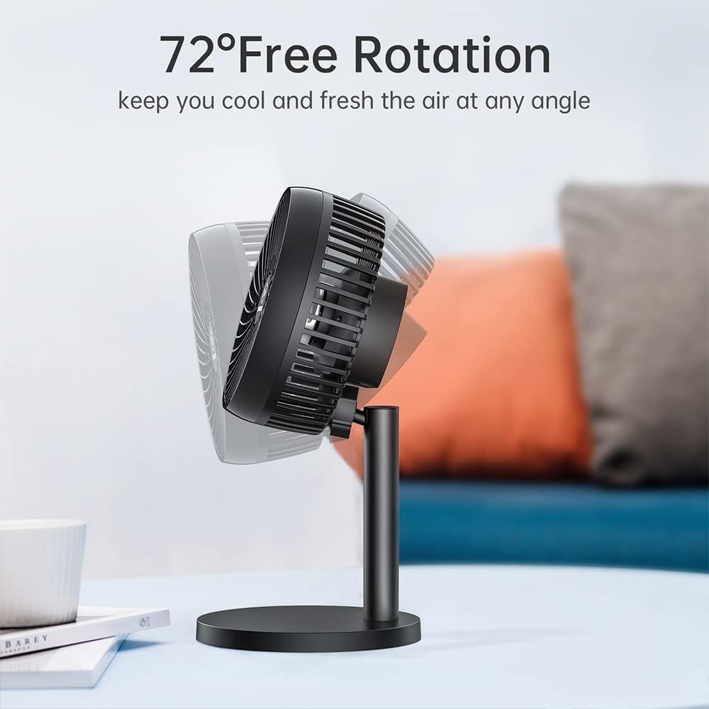 6 Inch Desk USB Fan with 4 Speeds - Adjustable Height, 72° Rotation, Quiet Table Fan for Home Office Cooling - PuriLite
