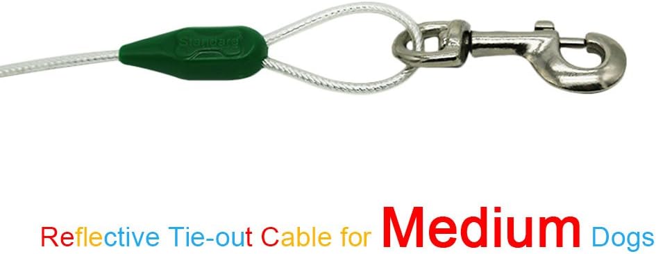 Petest 25ft Reflective Tie-Out Cable for Small Dogs Up to 35 Pounds - PuriLite