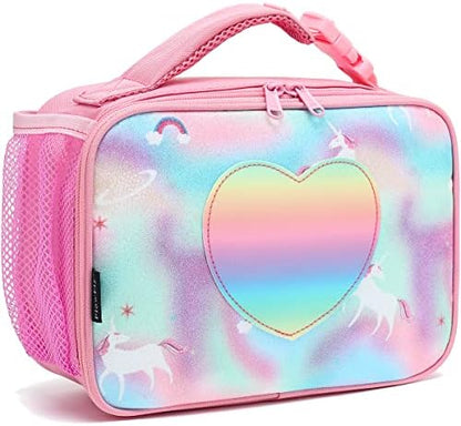 FlowFly Kids Lunch Box Insulated Soft Bag Mini Cooler Back to School Thermal Meal Tote Kit for Girls, Boys, Black - PuriLite