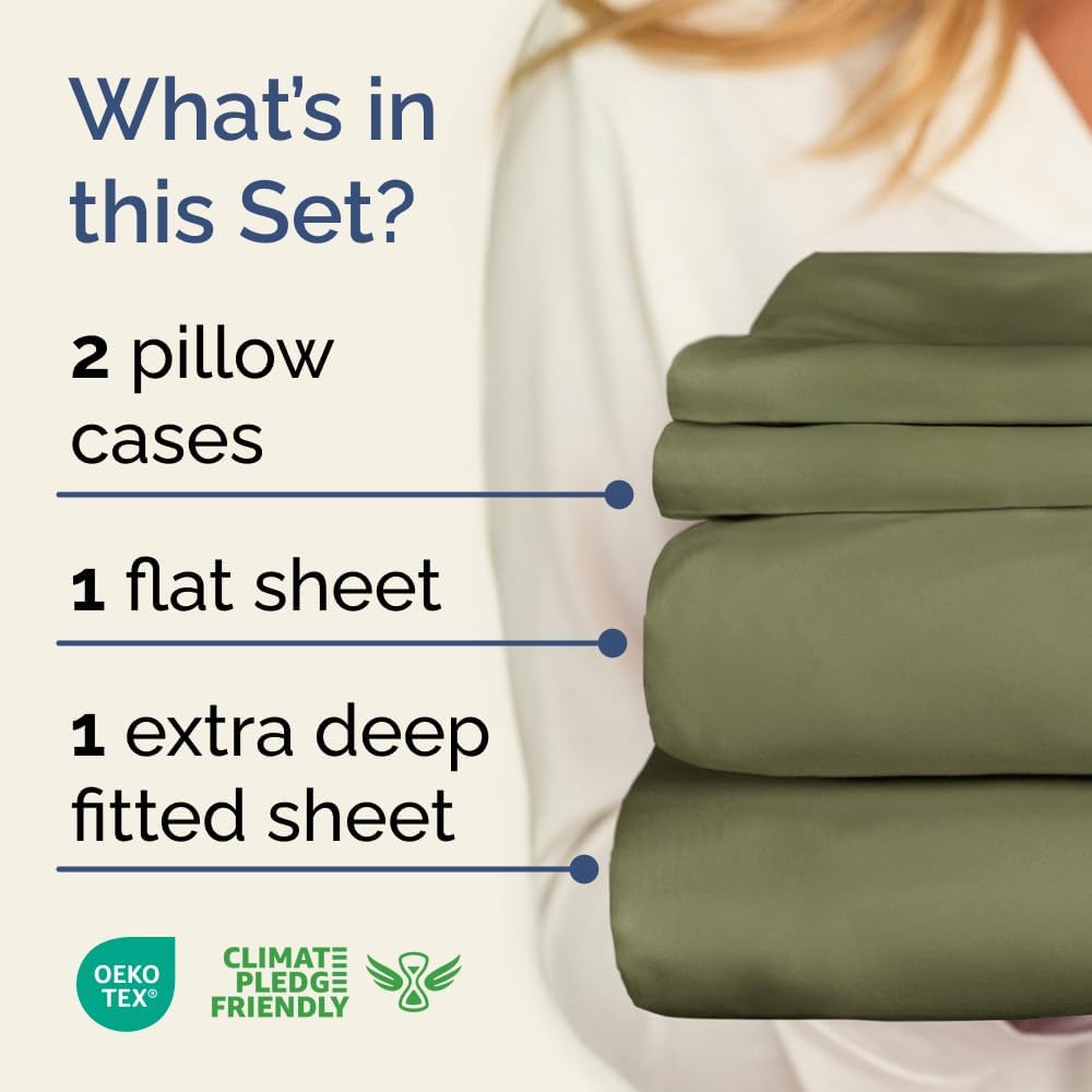 Extra Deep Queen Sheet Set - 6 Piece Breathable & Cooling Sheets - Hotel Luxury Bed Sheets Set - Easy & Secure Fit - Soft, Wrinkle Free & Comfy Sheets Set - White Sheet Set w/Extra Deep Pockets - PuriLite