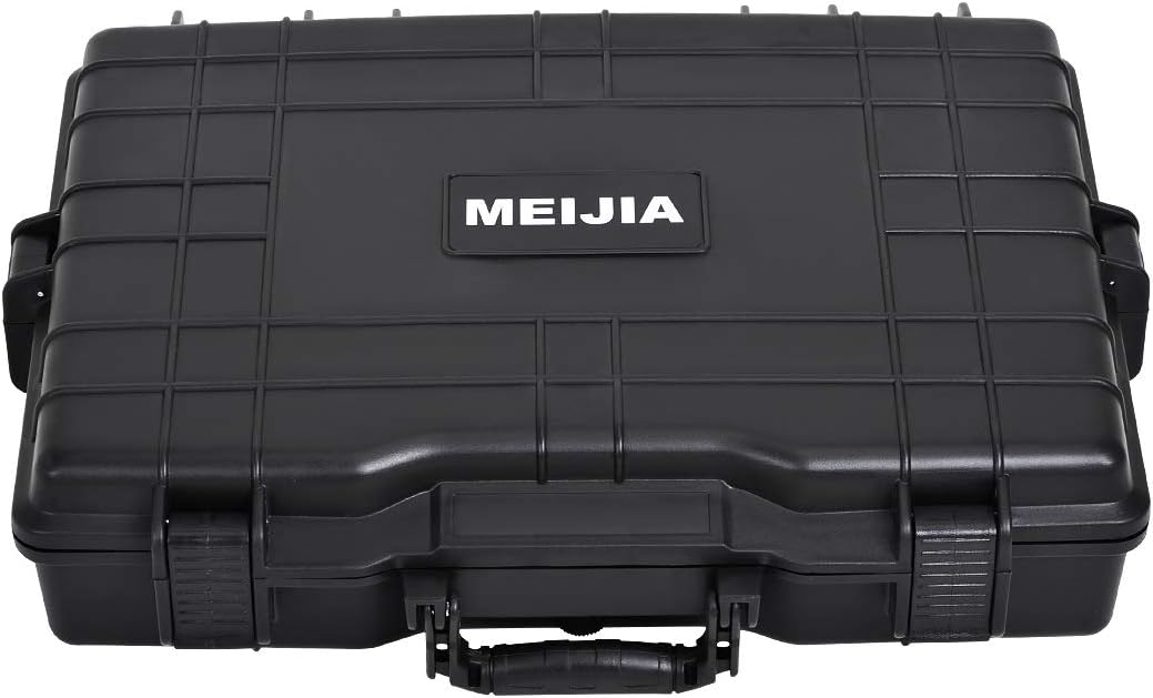 MEIJIA Portable Waterproof Protective Hard Case,Camera Case with Customizable Fit Foam Inserted, Elegant Black (9.17"x 7.56"x4.33") - PuriLite