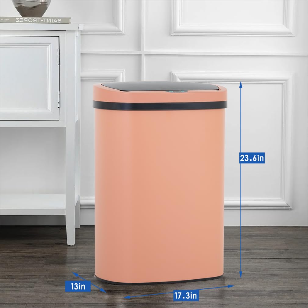 13 Gallon 50 Liter Garbage Can Kitchen Trash Can with Lid Automatic Sensor Touch Free Stainless Steel Waste Bin for Bathroom Bedroom Home Office,Black - PuriLite