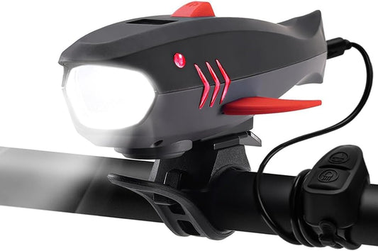 LESOVI Bike Horn with Light, 120dB Electric Bicycle Bell & 400LM Rechargeable Headlight, IPX4 Waterproof Kids Bike Accessories for Boys/Girls, Scooters - PuriLite