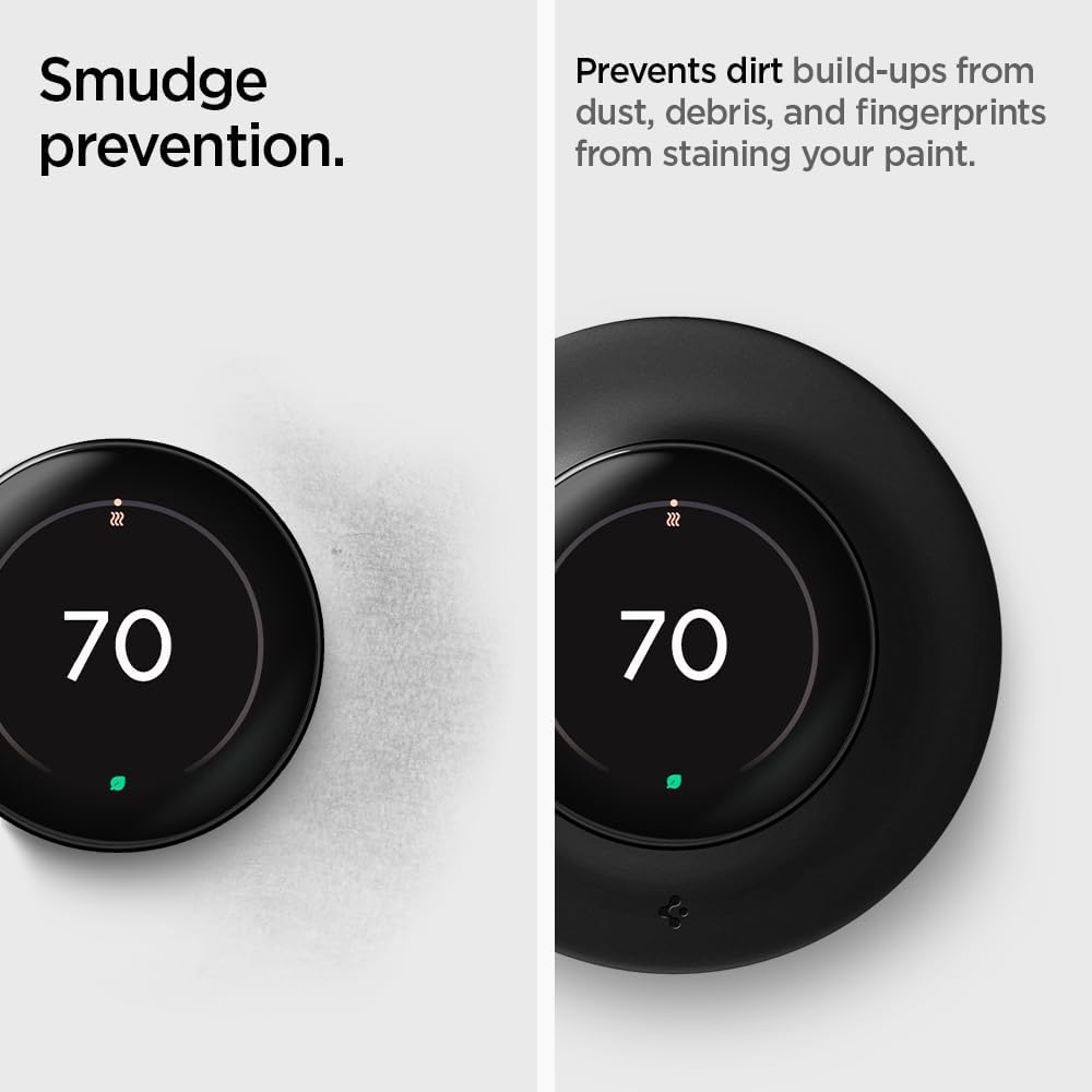 Spigen Wall Plate Designed for New Google Nest Learning Thermostat 4th Generation (2024) Wall Plate - Matte Black - PuriLite