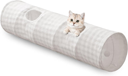 Straight Bubble Cat Tunnel for Indoor Cats 47"x12", Cream White