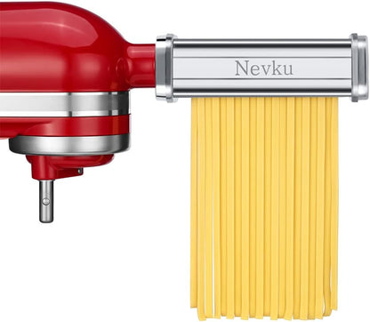 Pasta Maker Attachments Set for All KitchenAid Stand Mixer, Including Pasta Sheet Roller, Spaghetti Cutter, Fettuccine Cutter by Nevku - PuriLite