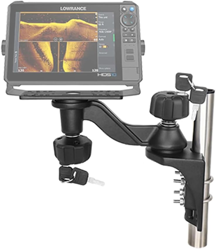 Strg Fish Finder Mount with Lock for Boat, Kayak Fish Finder Swing Mount Marine Electronics Mounts with Rectangular Plate Compatible with Scotty Garmin Lowrance Humminbird and More Depth Finder - PuriLite