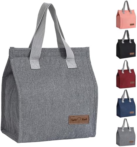 Lunch Bags for Women Men, Reusable Insulated Leakproof Lunch Box Bag for Adult Kids, Small Cooler Bag for Work School Picnic Travel (Black) - PuriLite