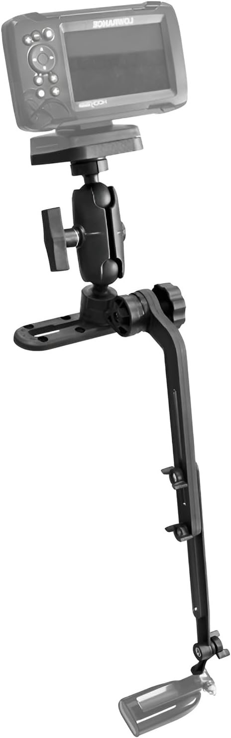 Kayak/SUP Fish Finder Mount with 1.5'' Universal Plate Ball Base, Transducer Mount Arm with Track for Marine Electronics, Compatible with Garmin, Lowrance, Humminbird, Scotty Fish Finder - PuriLite
