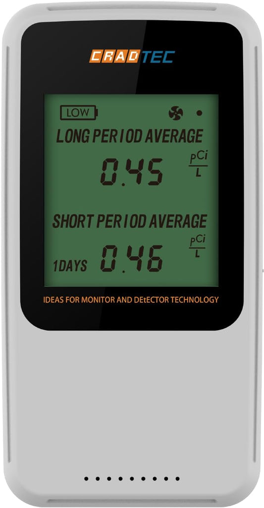 Digital Radon Detector III, Tempered Glass, 300 DPI Screen, Easy to Use, White, Bq/M3, pCi/L, Switchable, 3 AAA Batteries Lasting More Than 1 Year - PuriLite