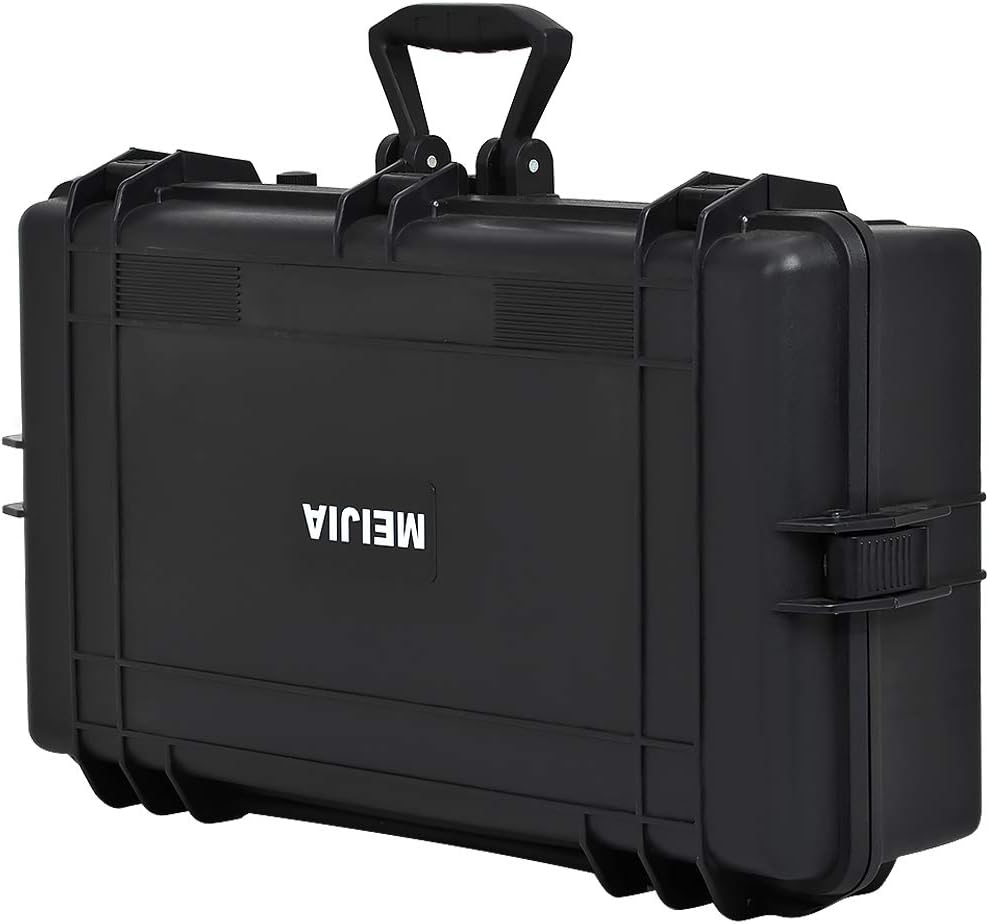 MEIJIA Portable Waterproof Protective Hard Case,Camera Case with Customizable Fit Foam Inserted, Elegant Black (9.17"x 7.56"x4.33") - PuriLite