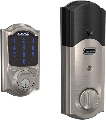 Schlage BE469ZP CAM 622 Connect Smart Deadbolt with Alarm with Camelot Trim in Matte Black, Z-Wave Plus Enabled - PuriLite
