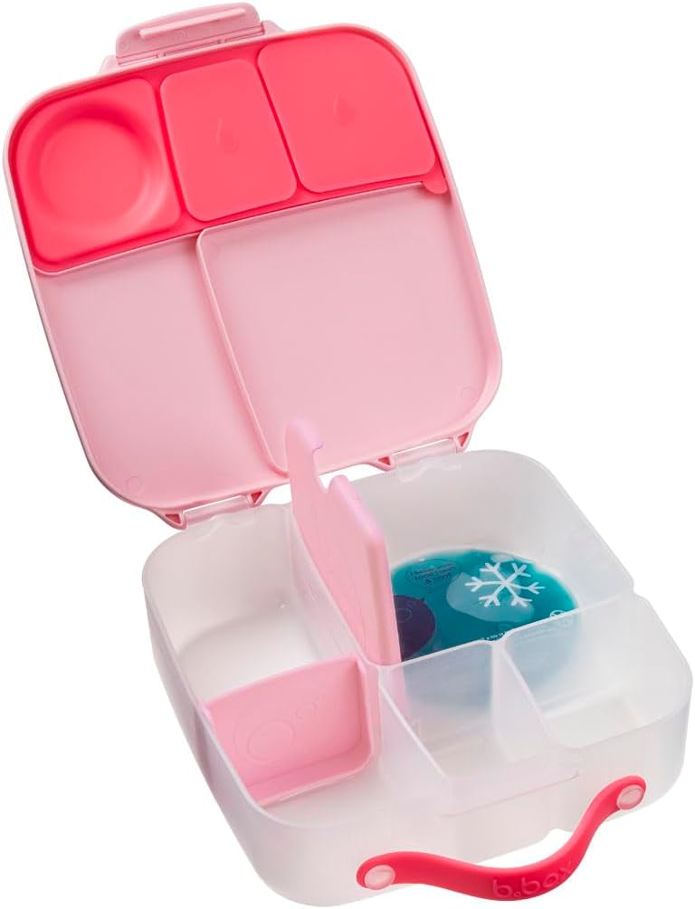 b.box 5-Compartment bento Style Lunch Box for Kids, Toddlers, Childrens, BPA-Free Food Storage Container with Cooler Pack, ON-The-GO Food Box with Handles Included Custom Divider, Lemon Twist - PuriLite