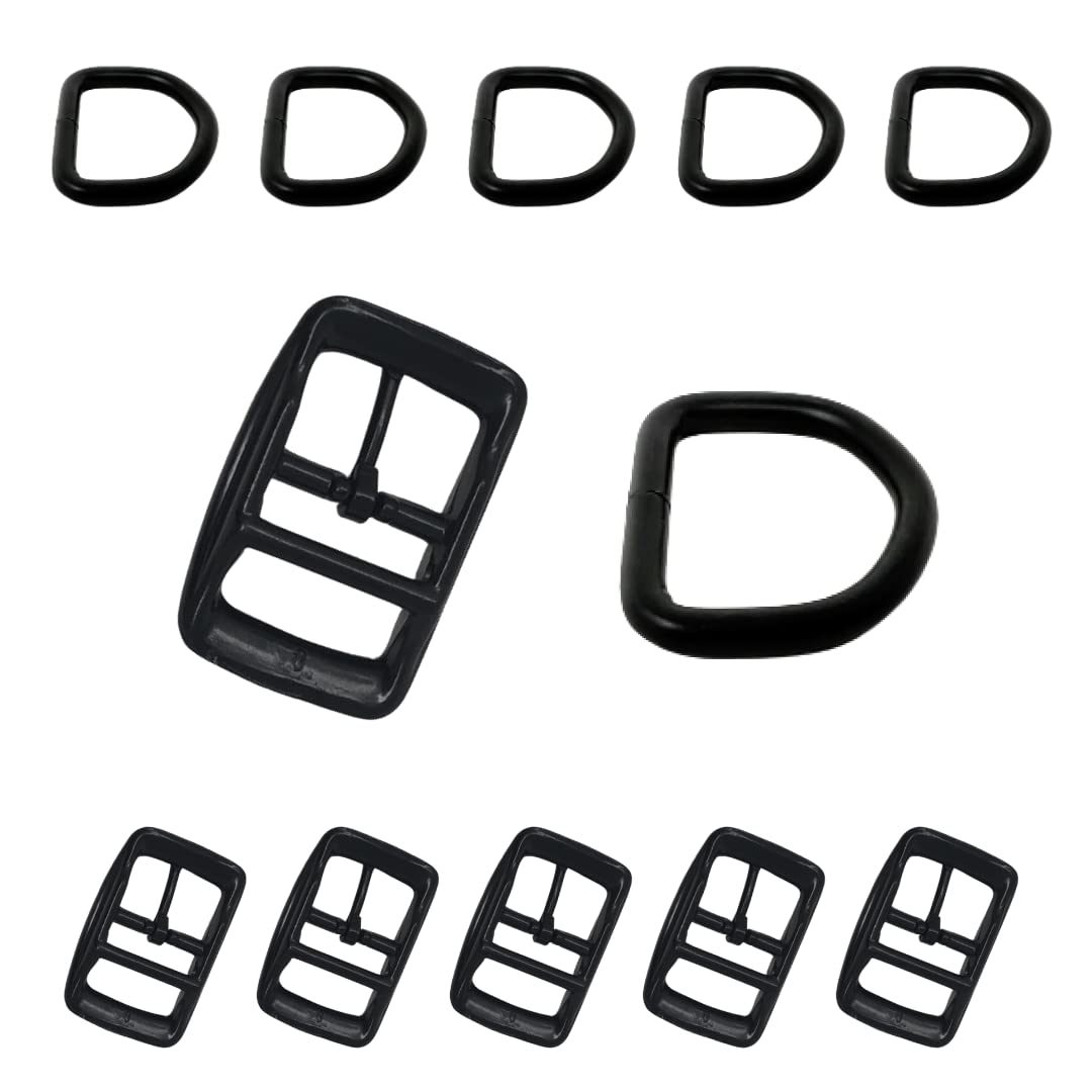 Regal Dog Products 1" Inch Double Bar Buckle and Matching D-Ring in Nickel Plated Hardware (6-pack) - PuriLite
