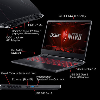 Acer Nitro 5 AN515-58-57Y8 Gaming Laptop | Intel Core i5-12500H | NVIDIA GeForce RTX 3050 Ti Laptop GPU | 15.6" FHD 144Hz IPS Display | 16GB DDR4 | 512GB Gen 4 SSD | Killer Wi-Fi 6 | Backlit Keyboard - PuriLite
