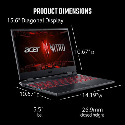 Acer Nitro 5 AN515-58-57Y8 Gaming Laptop | Intel Core i5-12500H | NVIDIA GeForce RTX 3050 Ti Laptop GPU | 15.6" FHD 144Hz IPS Display | 16GB DDR4 | 512GB Gen 4 SSD | Killer Wi-Fi 6 | Backlit Keyboard - PuriLite