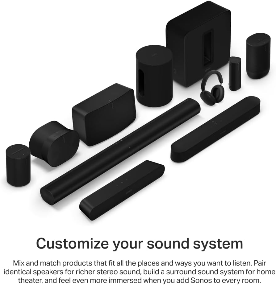 Sonos Beam Gen 2 - Black - Soundbar with Dolby Atmos - PuriLite