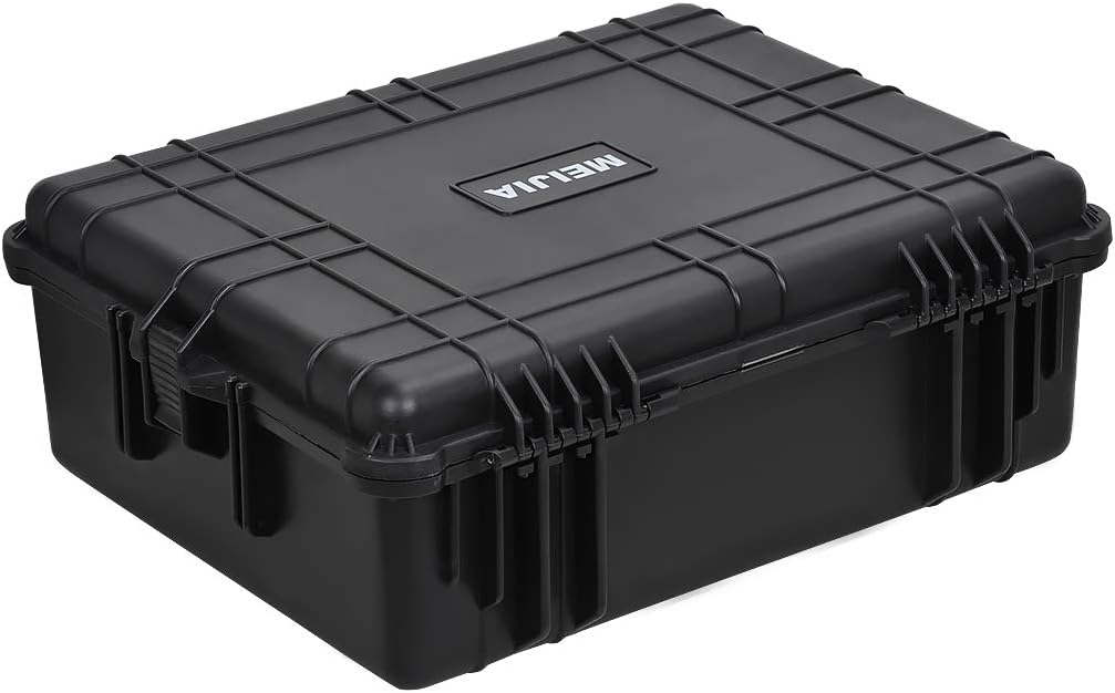 MEIJIA Portable Waterproof Protective Hard Case,Camera Case with Customizable Fit Foam Inserted, Elegant Black (9.17"x 7.56"x4.33") - PuriLite