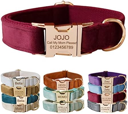 Custom Dog Collar with Metal Buckle - Pet Collars Personalized with Name and Phone Number (Plaid) - PuriLite