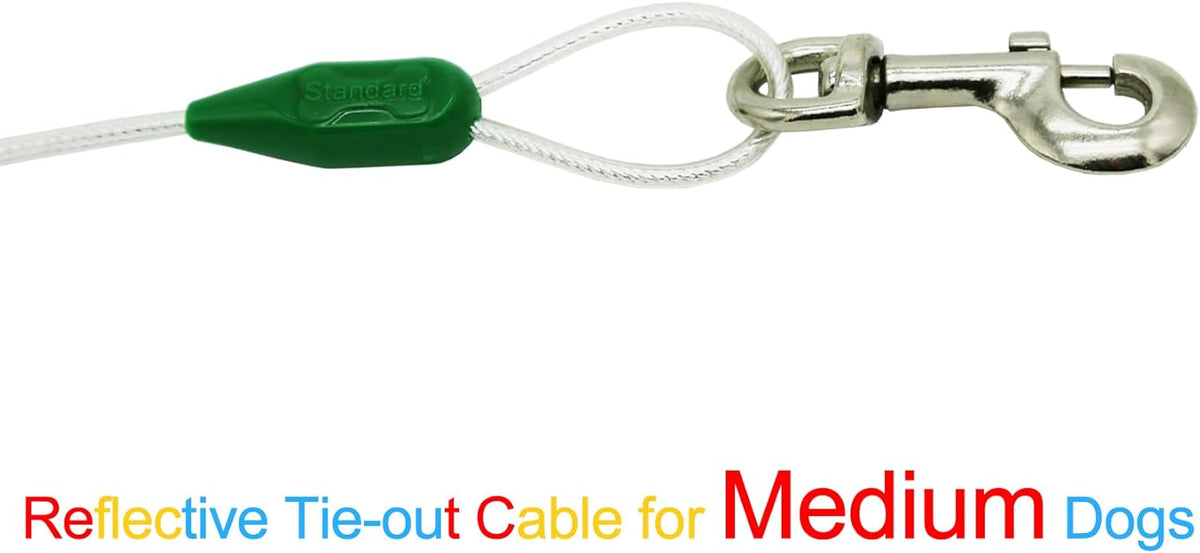 Petest 25ft Reflective Tie-Out Cable for Small Dogs Up to 35 Pounds - PuriLite