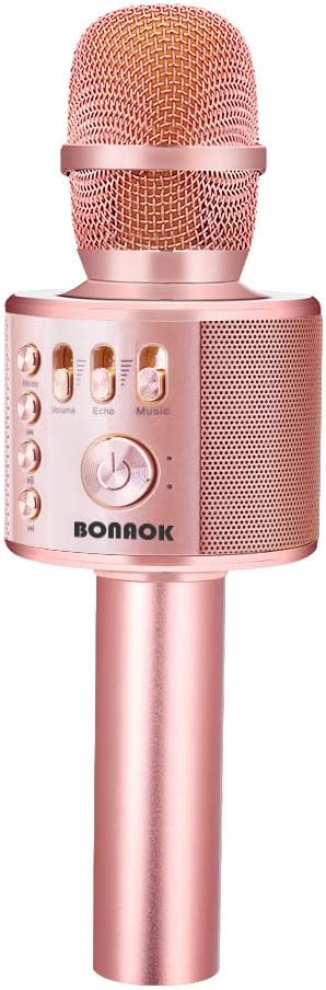 BONAOK Wireless Bluetooth Karaoke Microphone,3-in-1 Portable Instrument Wireless Microphone Mic Speaker Machine Home Party Birthday for All Smartphones（Black） - PuriLite