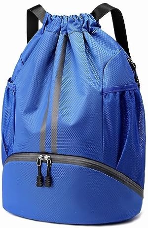 Hoedia Sports Drawstring Backpack - String Swim Gym Bag with Shoes Compartment and Wet Proof Pocket for Women/Men - PuriLite