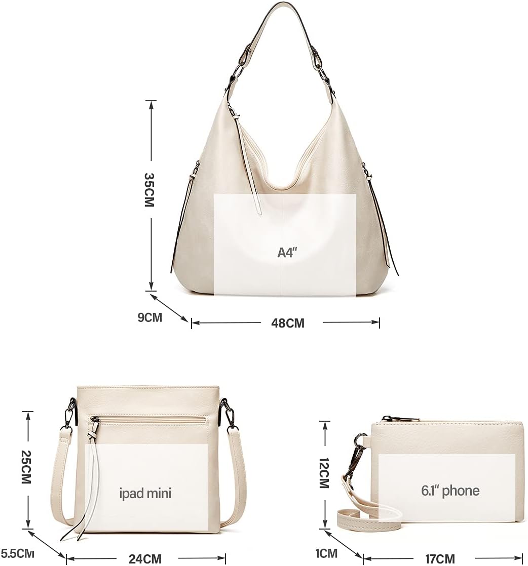 Ashioup Hobo Bags for Women Soft PU Leather Shoulder Bag Vintage Slouchy Handbag with Zipper - PuriLite